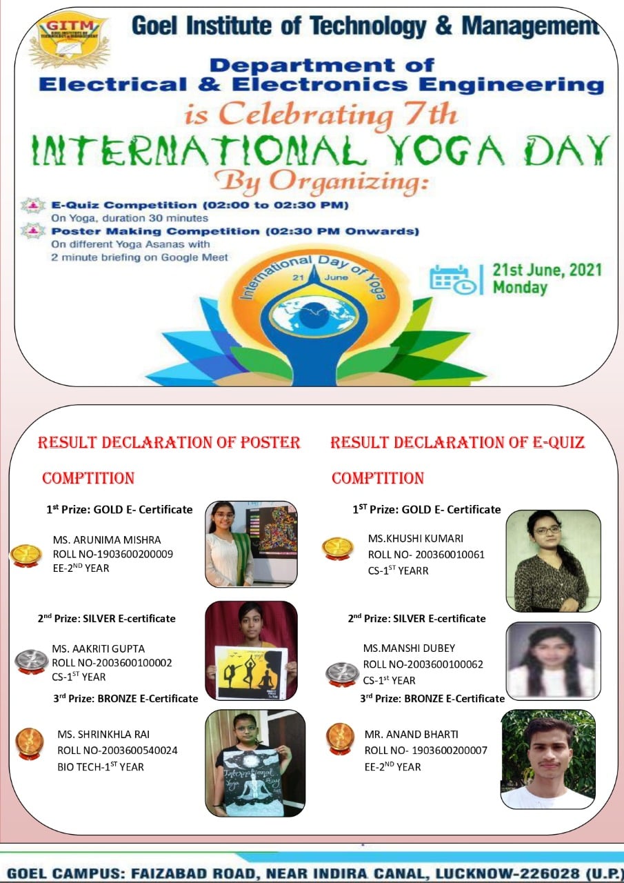 Handmade Poster Competition on Different ASANAS OF YOGA – Goel Institute of  Technology & Management